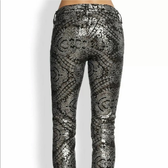 7 For All Mankind Skinny Sequin Printed Jeans - Picture 3 of 6